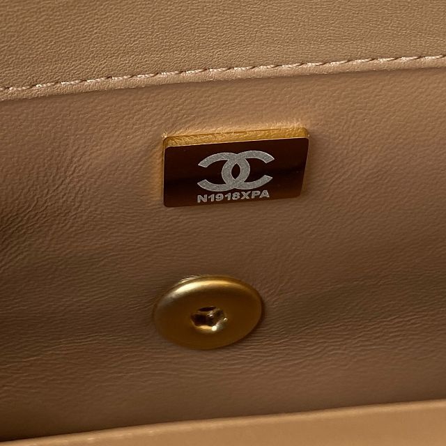 CC original lambskin flap bag AS1787 camel