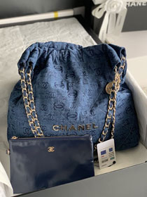 2022 CC original denim 22 medium handbag AS3261 blue&gold