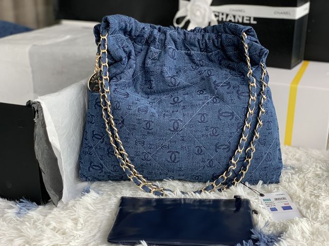 CC original denim 22 medium handbag AS3261 blue&gold