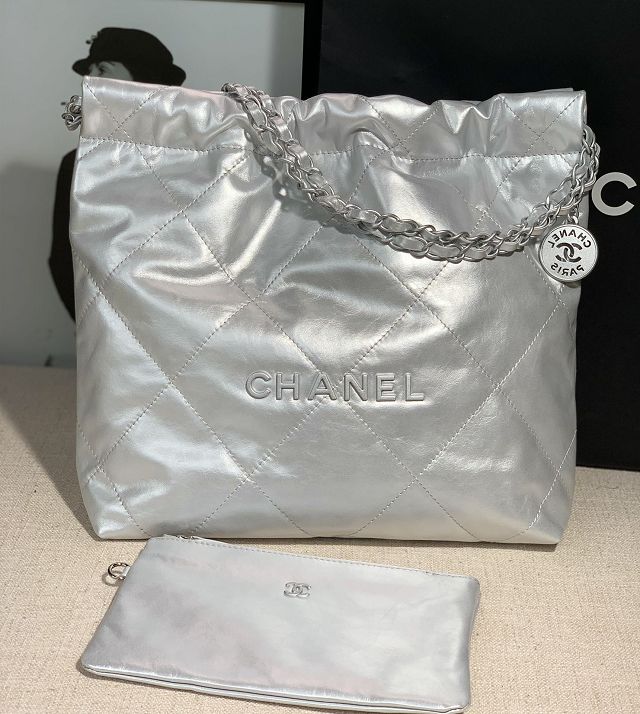 CC original iridescent calfskin 22 small handbag AS3260 silver