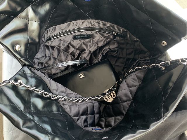 CC original calfskin 22 large handbag AS3262 black&silver
