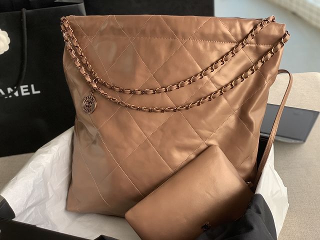 CC original calfskin 22 large handbag AS3262 brown