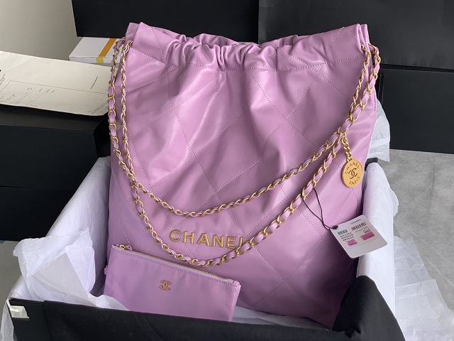 CC original calfskin 22 large handbag AS3262 light purple