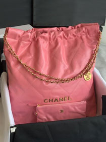 2022 CC original shiny calfskin 22 large handbag AS3262 pink