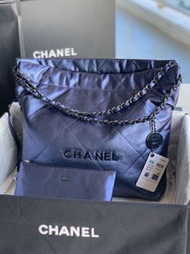 2022 CC original shiny calfskin 22 medium handbag AS3261 dark blue