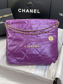2022 CC original shiny calfskin 22 medium handbag AS3261 dark purple