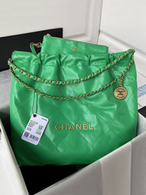 2022 CC original shiny calfskin 22 medium handbag AS3261 green