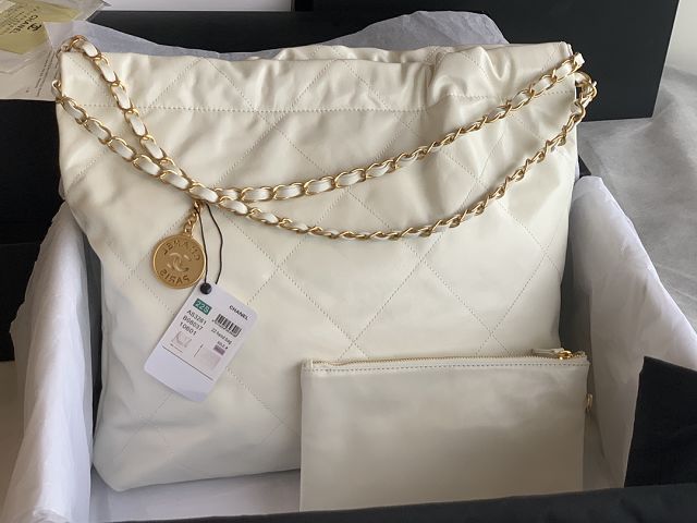 CC original calfskin 22 medium handbag AS3261 white&black