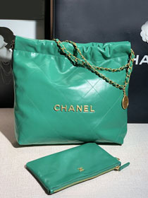 2022 CC original shiny calfskin 22 small handbag AS3260 emerald green