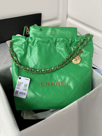 2022 CC original shiny calfskin 22 small handbag AS3260 green