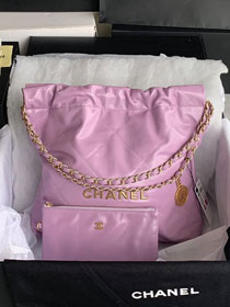 2022 CC original shiny calfskin 22 small handbag AS3260 light purple