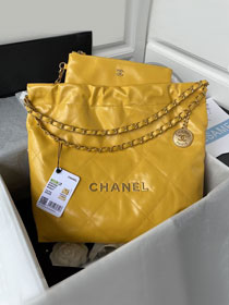 2022 CC original shiny calfskin 22 small handbag AS3260 yellow