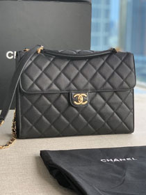 CC original grained calfskin large flap bag AS3259 black