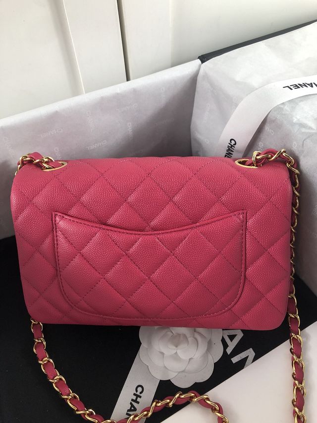 CC original grained calfskin mini flap bag A69900 rose red