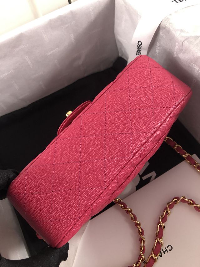 CC original grained calfskin mini flap bag A69900 rose red