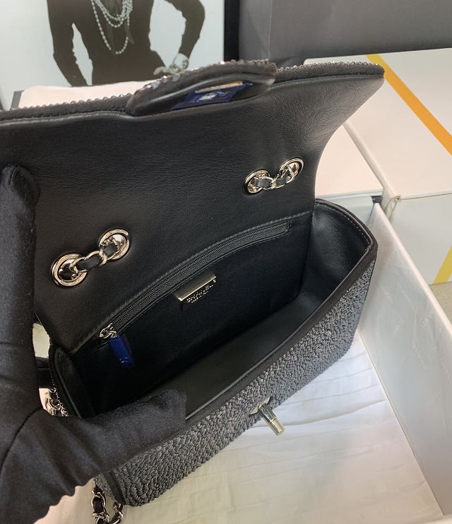 CC original sequins mini flap bag AS3523 black