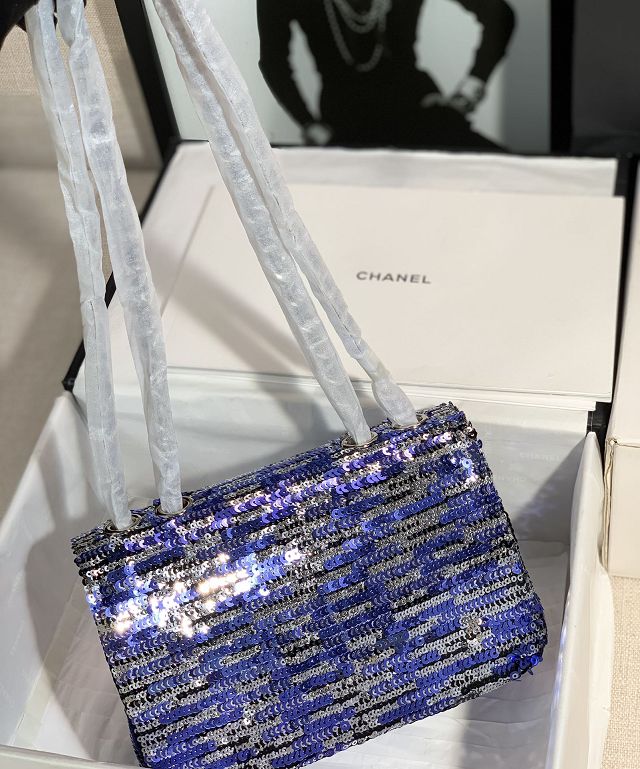 CC original sequins mini flap bag AS3523 blue