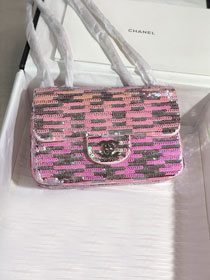 CC original sequins mini flap bag AS3523 pink