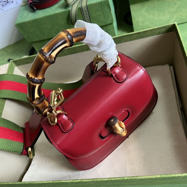 2022 GG original calfskin mini top handle bag 686864 red