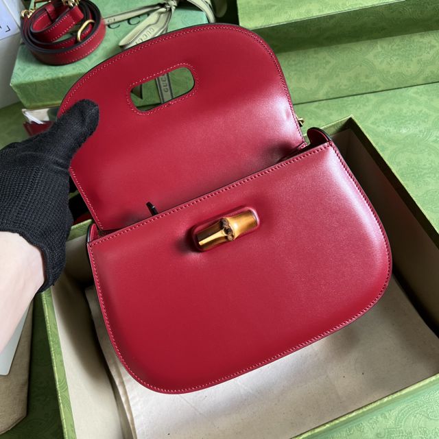 2022 GG original calfskin small top handle bag 675797 red