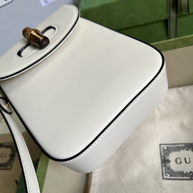 GG original calfskin bamboo mini handbag 702106 white