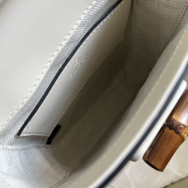 GG original calfskin bamboo mini handbag 702106 white