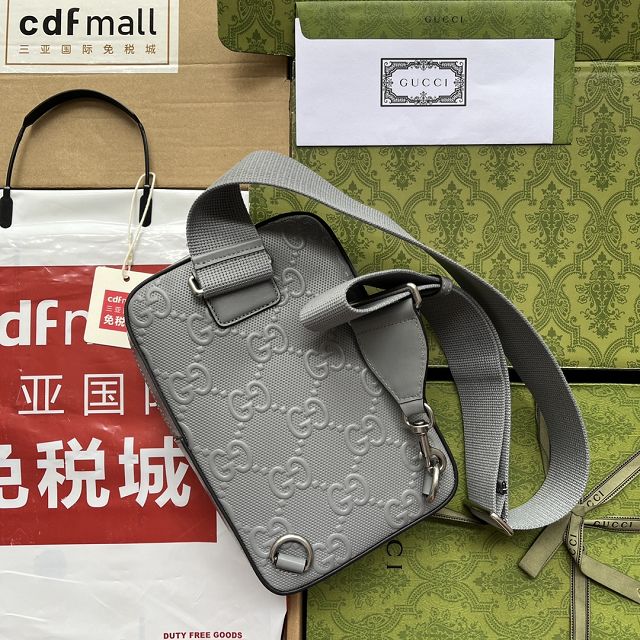 GG original calfskin embossed sling backpack 700431 grey