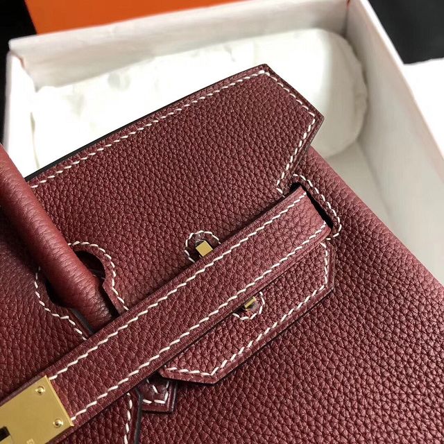 Hermes original togo leather birkin 25 bag H25-1 bordeaux