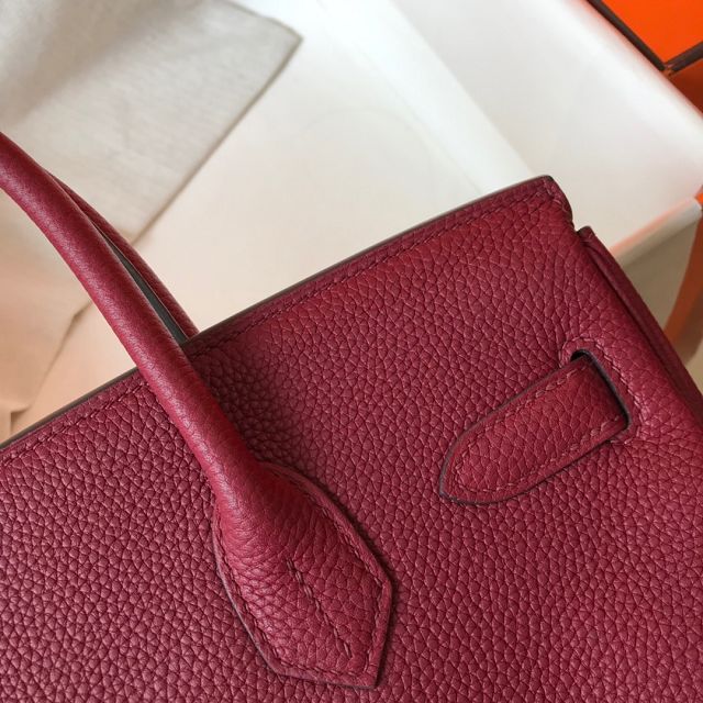 Hermes original togo leather birkin 30 bag H30-1 rouge grenat