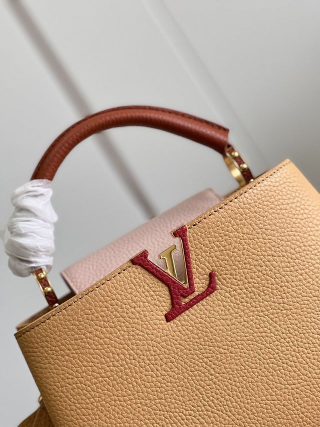 Louis vuitton original calfskin capucines BB handbag M58671 light brown