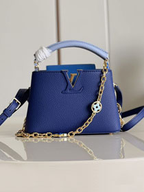 Louis vuitton original calfskin capucines mini handbag M20845 blue