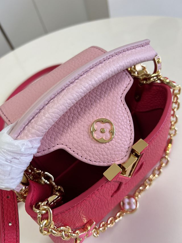 Louis vuitton original calfskin capucines mini handbag M20845 rose pink