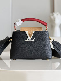 Louis vuitton original calfskin capucines mini handbag M48865 black