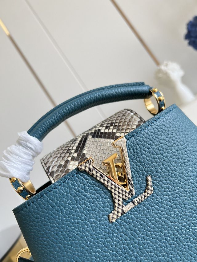 Louis vuitton original calfskin capucines mini handbag M55986 blue