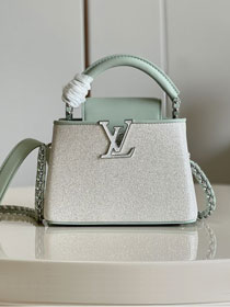 Louis vuitton original calfskin capucines mini handbag M56995 silver&green