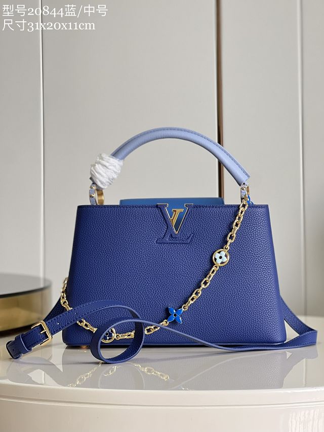 Louis vuitton original calfskin capucines mm handbag M20708 blue