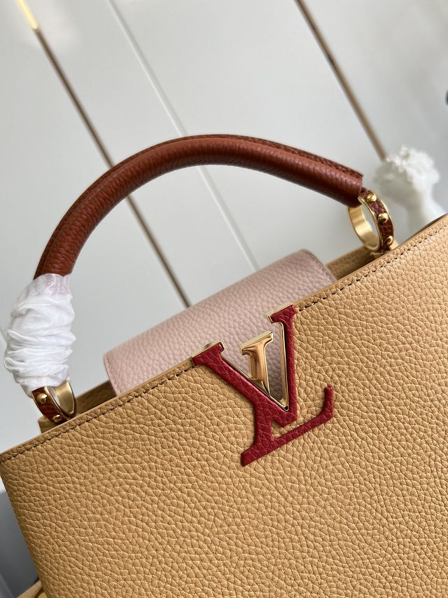 Louis vuitton original calfskin capucines mm handbag M59883 light brown