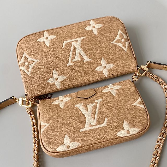 Louis vuitton original calfskin multi pochette M80399 arizona beige