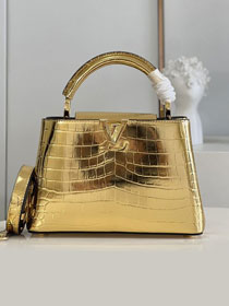 Louis vuitton original crocodile calfskin capucines BB handbag N93344 gold