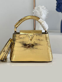 Louis vuitton original crocodile calfskin capucines mini handbag N93372 gold