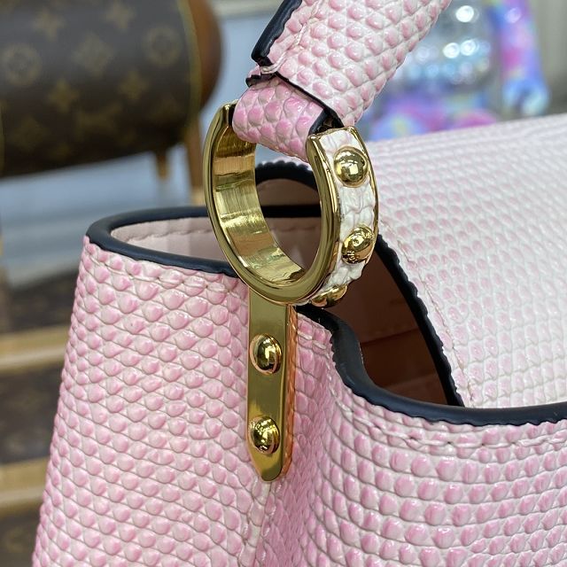 Louis vuitton original lizard calfskin capucines mini handbag M80239 light pink