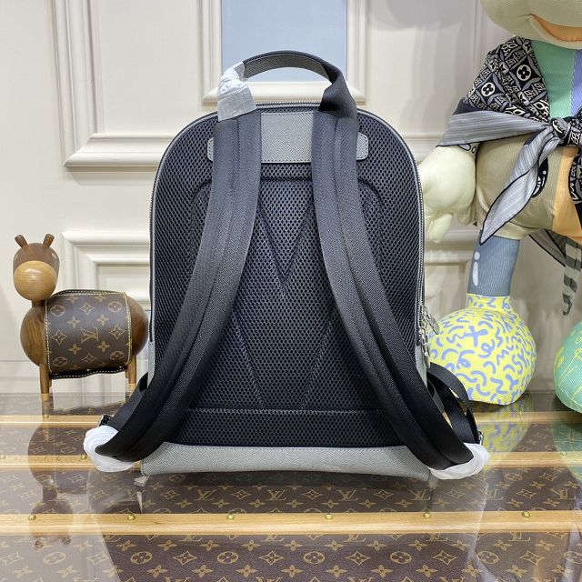 Louis vuitton original taiga leather adrian backpack M30857 grey