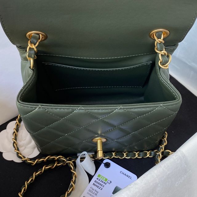 CC original lambskin mini flap bag AS3648 green