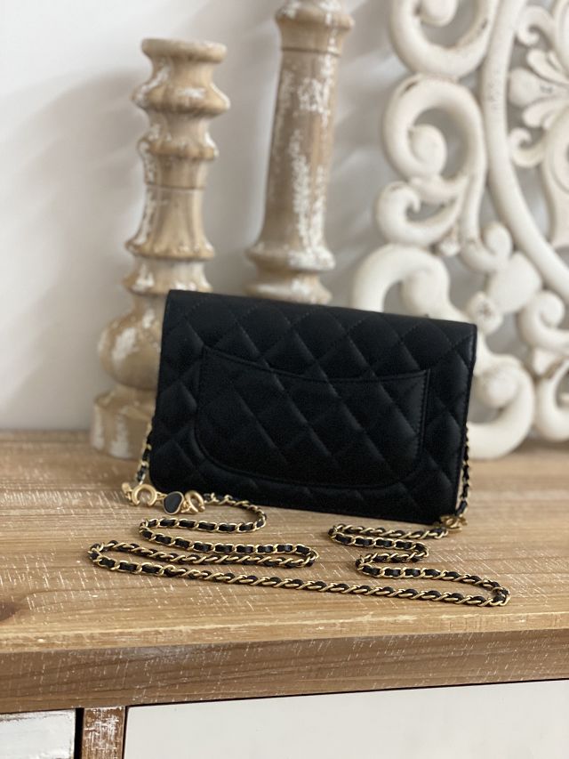 CC original lambskin wallet on chain AP3035 black