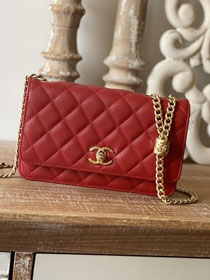 CC original lambskin wallet on chain AP3043 red