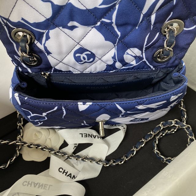 CC original printed silk small flap bag AS3521 blue