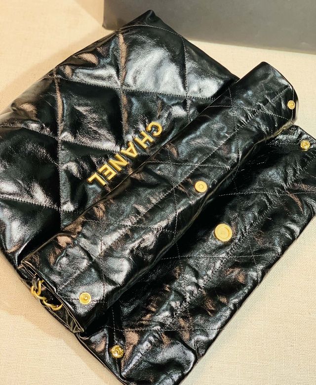 CC original shiny calfskin 22 small handbag AS3260 black