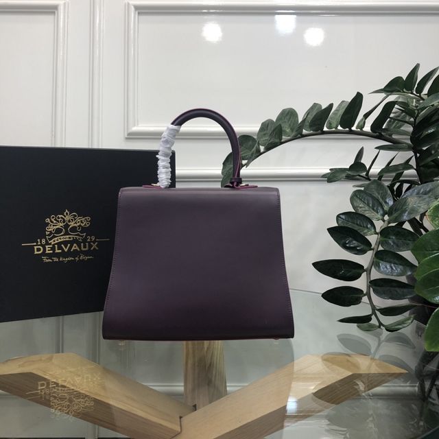 Delvaux original box calfskin brillant bag MM AA0555 dark purple