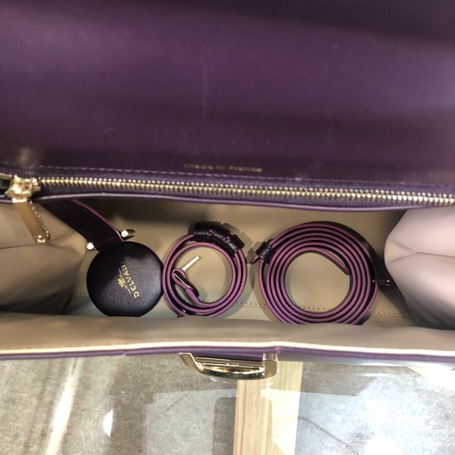 Delvaux original box calfskin brillant bag MM AA0555 dark purple