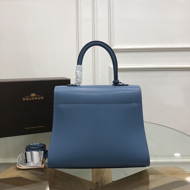 Delvaux original box calfskin brillant bag MM AA0555 blue